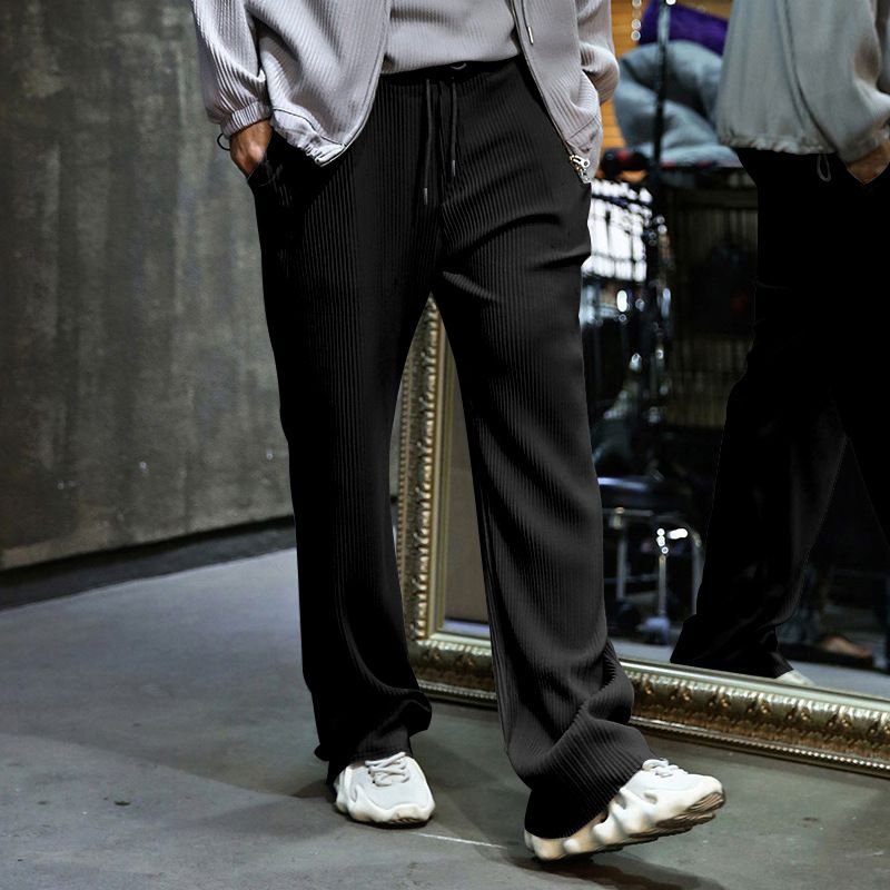 Men Summer Jacquard Stripe Wide Leg Pants