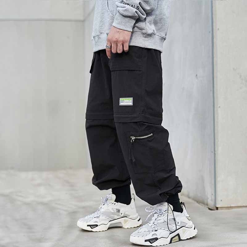 Men Fashion Casual Street Tide Alphabet Drawstring Waist Cargo Pants