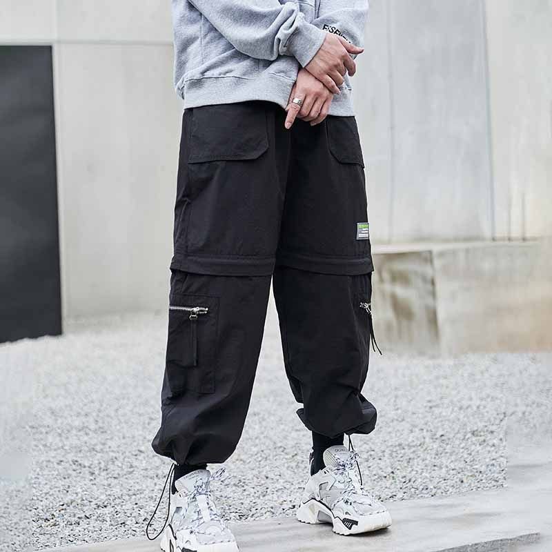 Men Fashion Casual Street Tide Alphabet Drawstring Waist Cargo Pants