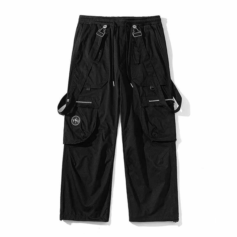 Men Fashion Casual Street Tide Alphabet Drawstring Waist Cargo Pants