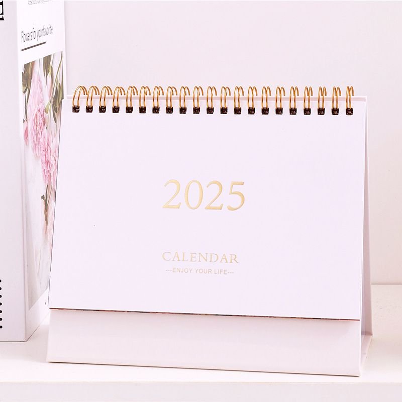 2025 Simple Solid Color Plan Desktop Office Decoration English Calendar