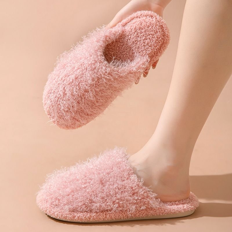 Autumn Winter Women Fashion Solid Color Plush Plus Size Home Slippers