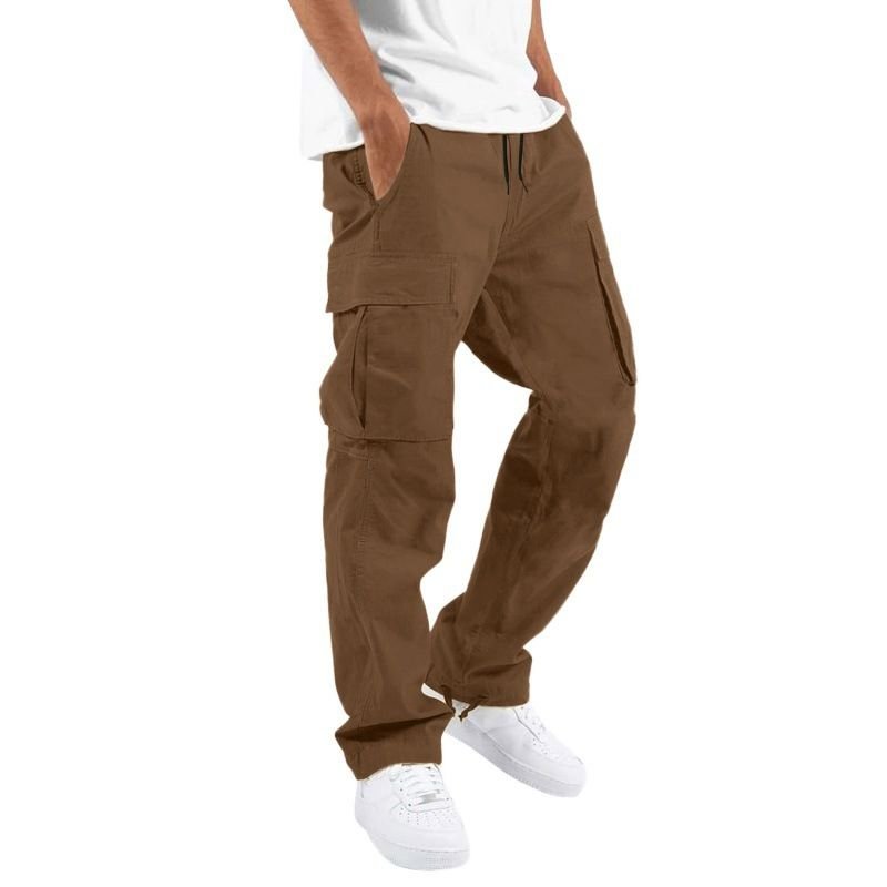 Men Fashion Casual Solid Color Straight Cargo Pants