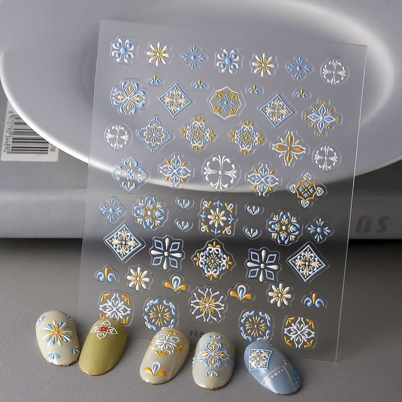 Bohemian Relief Adhesive Waterproof 5d Nail Stickers