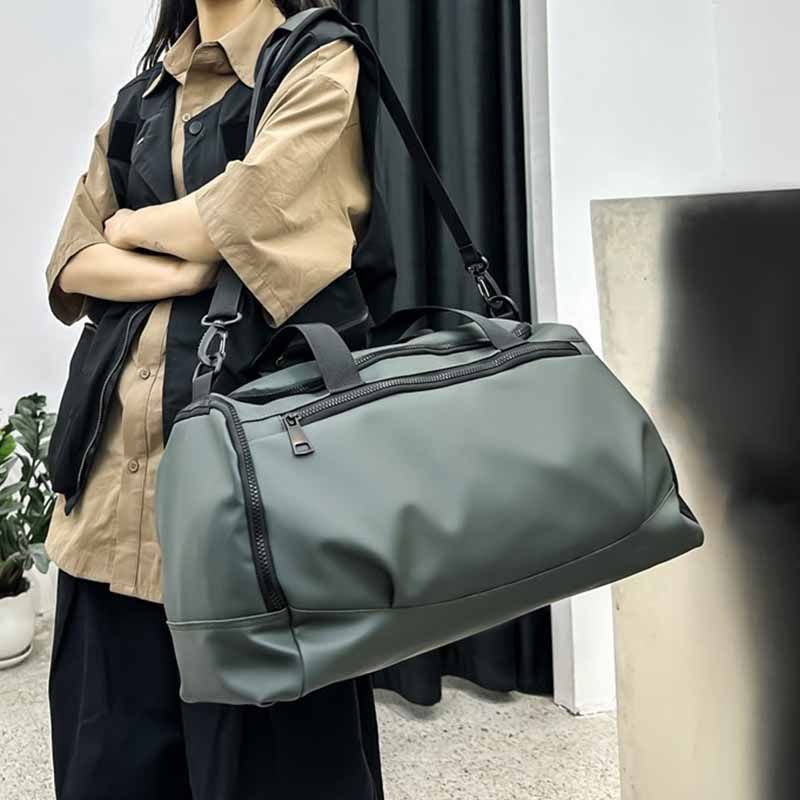 Men Leisure Sports Basic Solid Color Large Capacity Oxford Duffle Bag