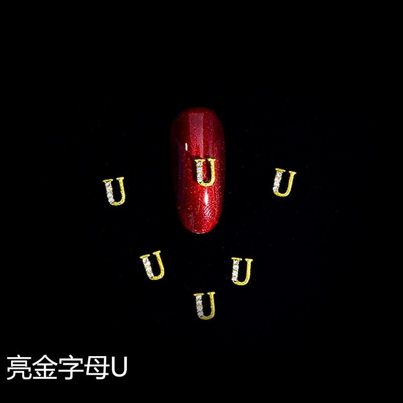 Nail Art Alloy Accessories Flash Rhinestone Gold 26 English Alphabet Accessories 10pcs/pack